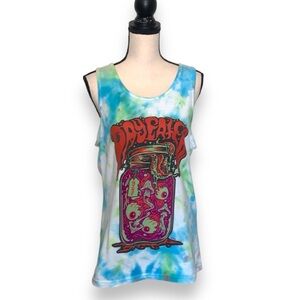 DAYEATER Eyeball Jar Tie Dye Tank Top Blue Green Red Graphic Size Medium